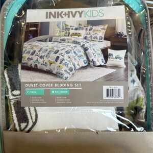 INK+IVY Kids Blue and Green Duvet Cover Set for Twin